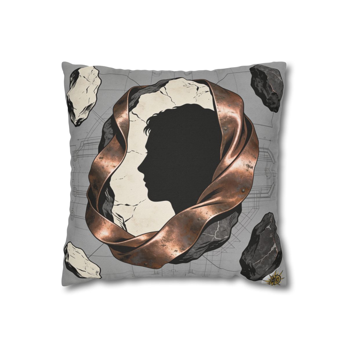 HD Copperstone Silhouette Square Polyester Pillow Cover