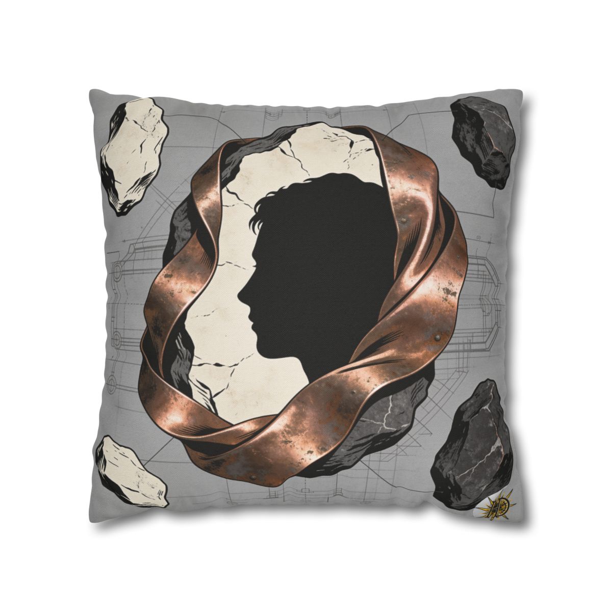 HD Copperstone Silhouette Square Polyester Pillow Cover — additional view