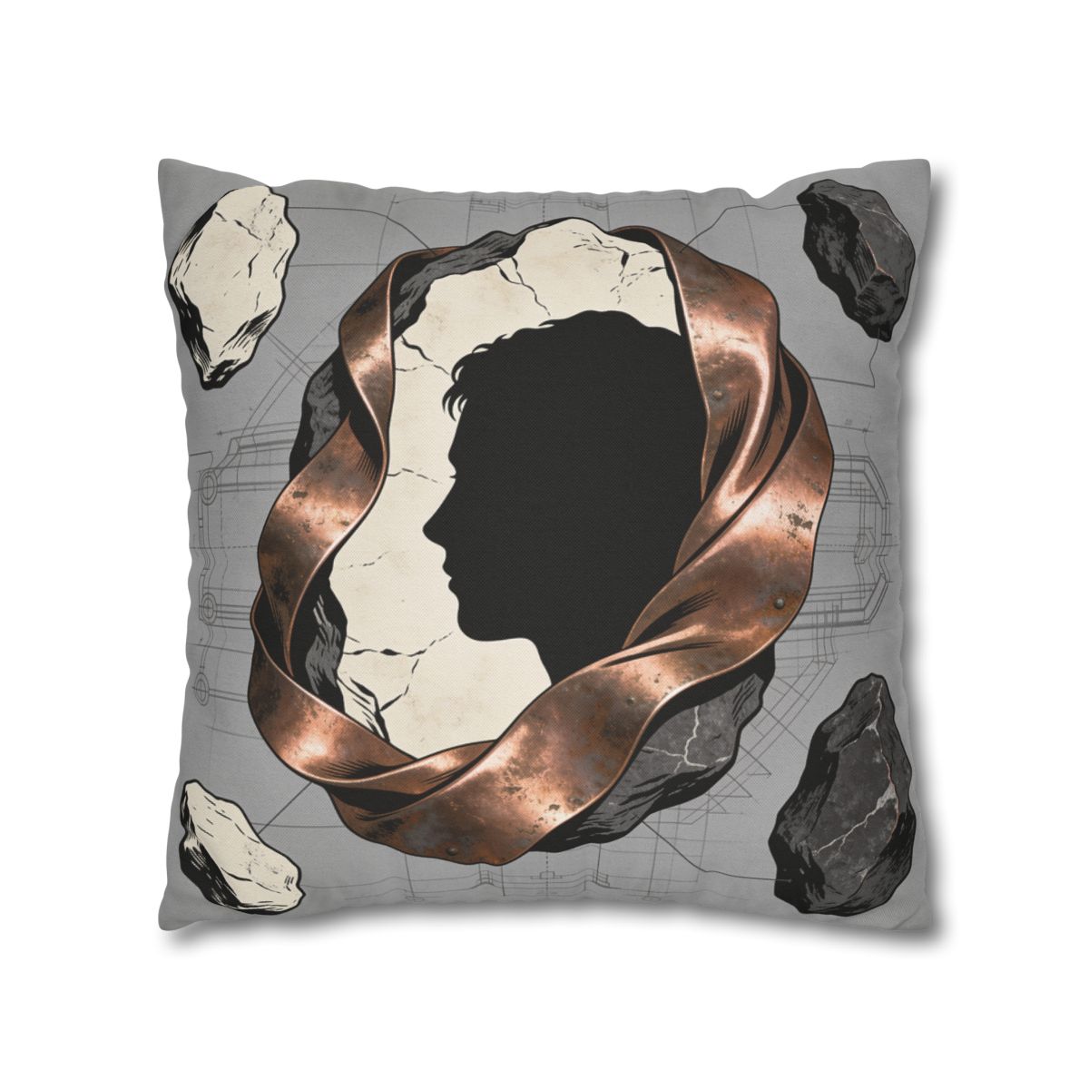 HD Copperstone Silhouette Square Polyester Pillow Cover — additional view