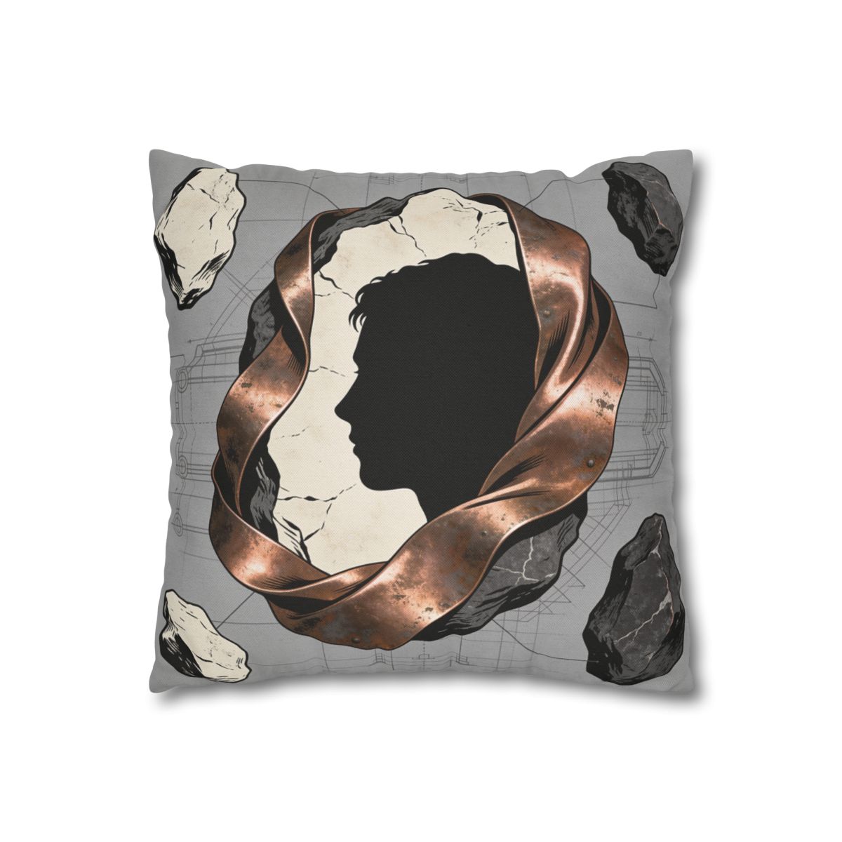 HD Copperstone Silhouette Square Polyester Pillow Cover — additional view