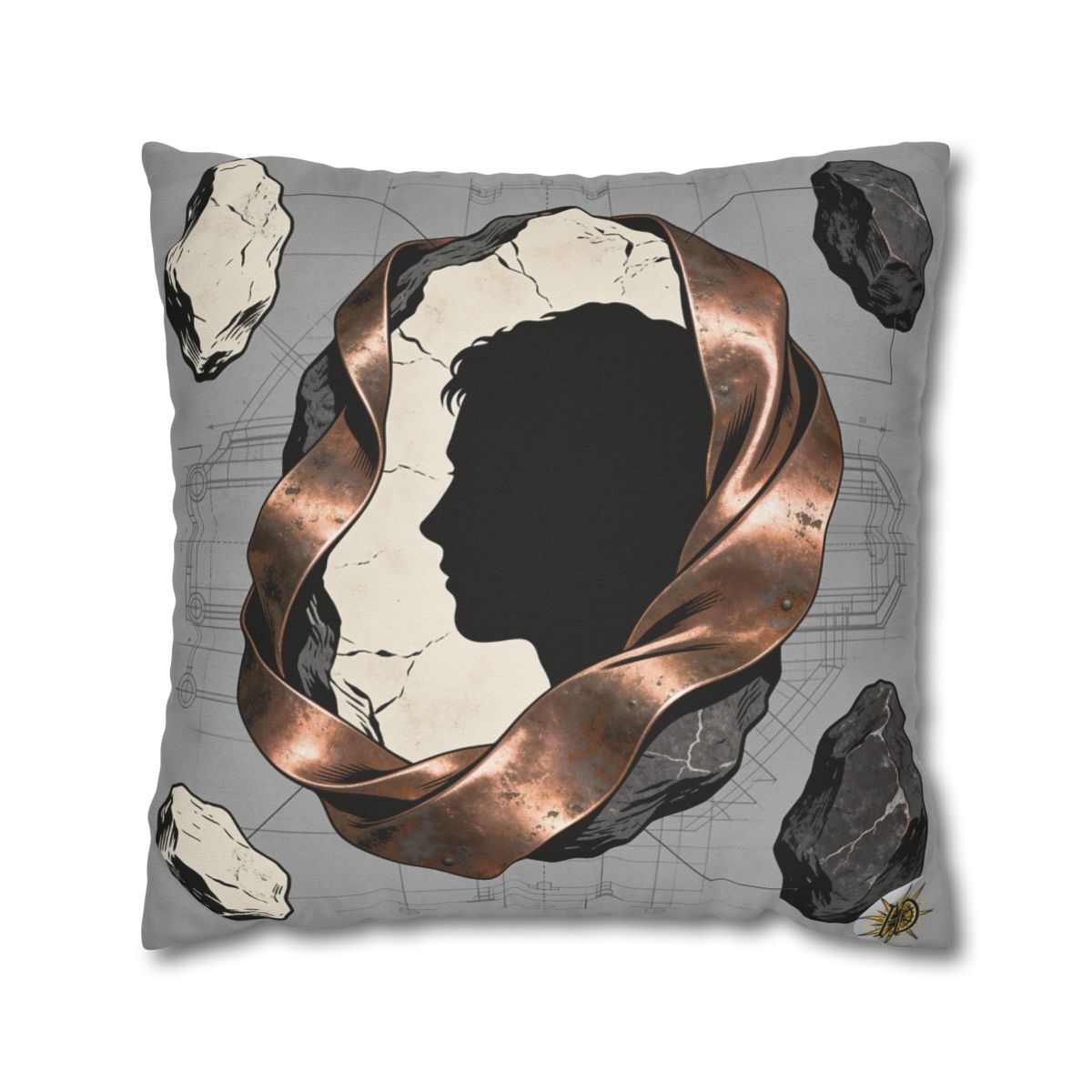 HD Copperstone Silhouette Square Polyester Pillow Cover — additional view