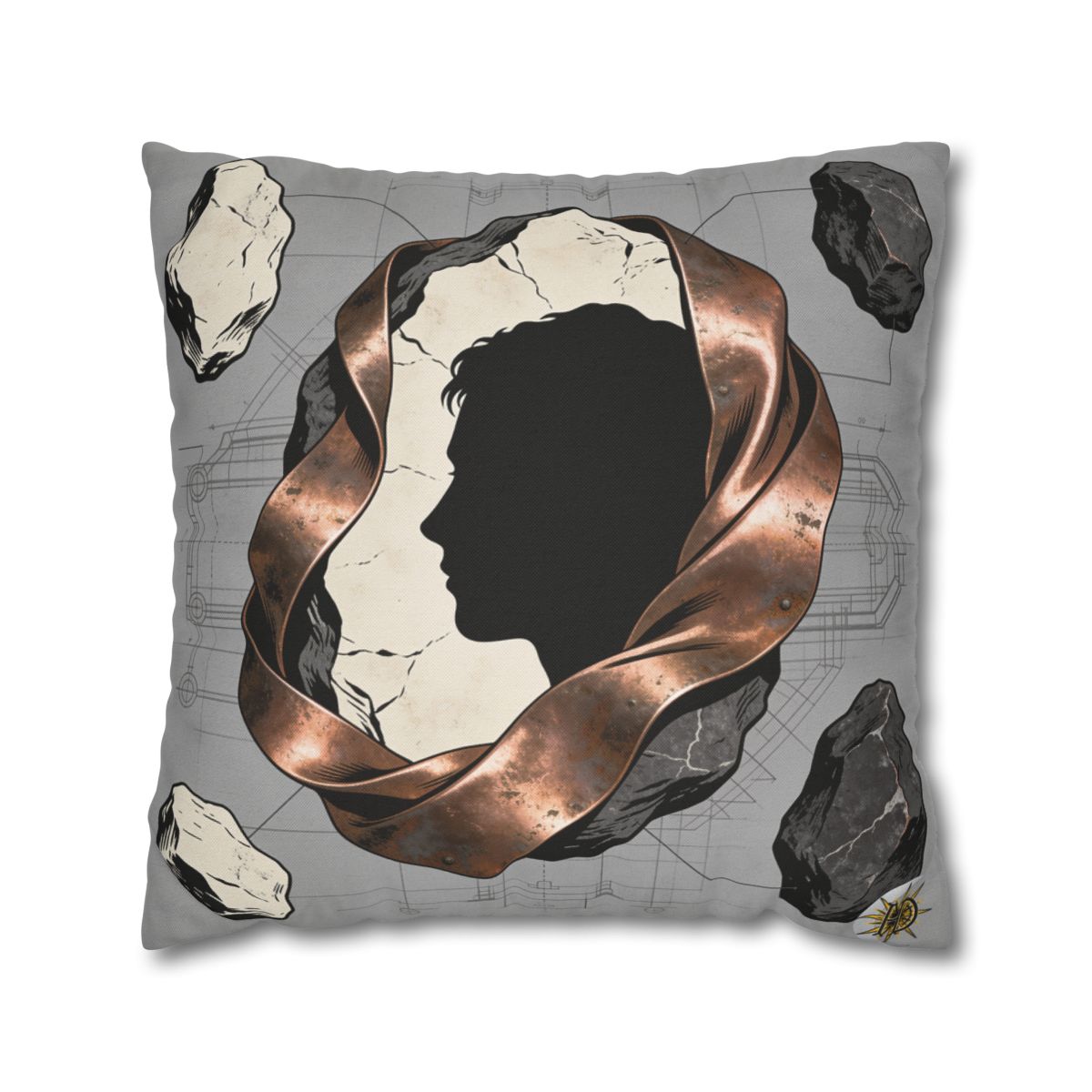 HD Copperstone Silhouette Square Polyester Pillow Cover — additional view