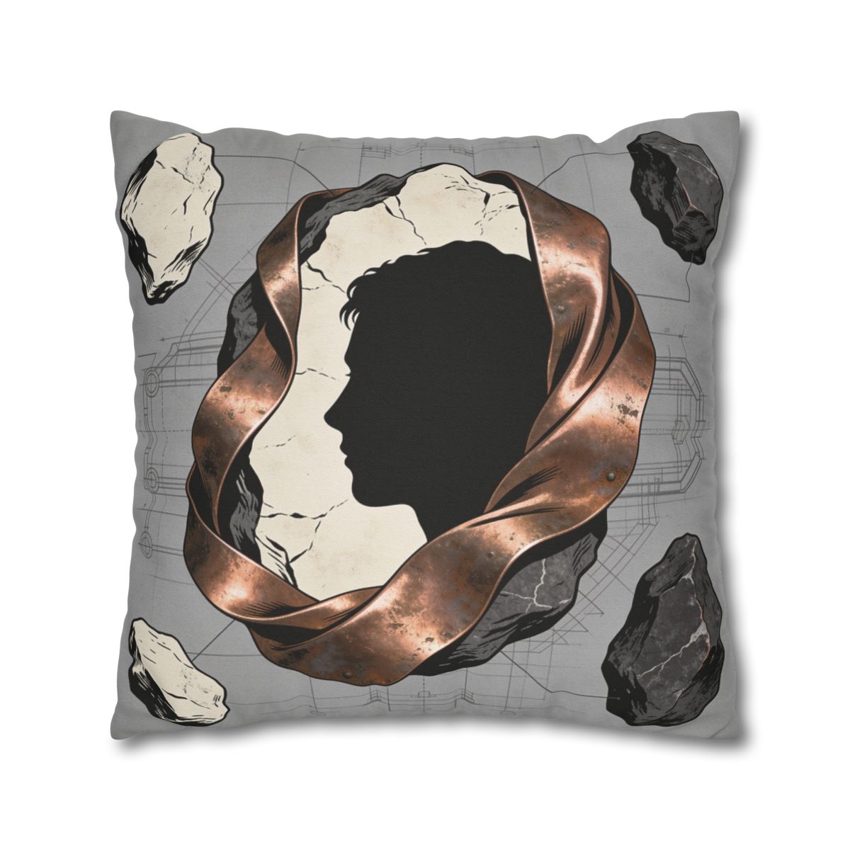 HD Copperstone Silhouette Square Polyester Pillow Cover — additional view