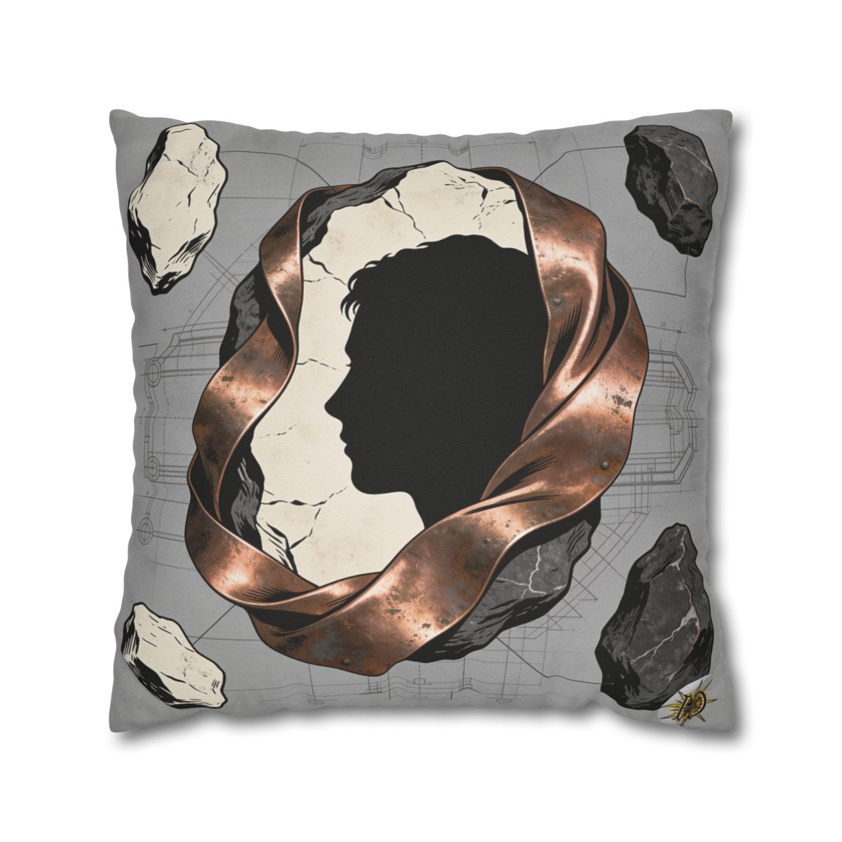 HD Copperstone Silhouette Square Polyester Pillow Cover — additional view