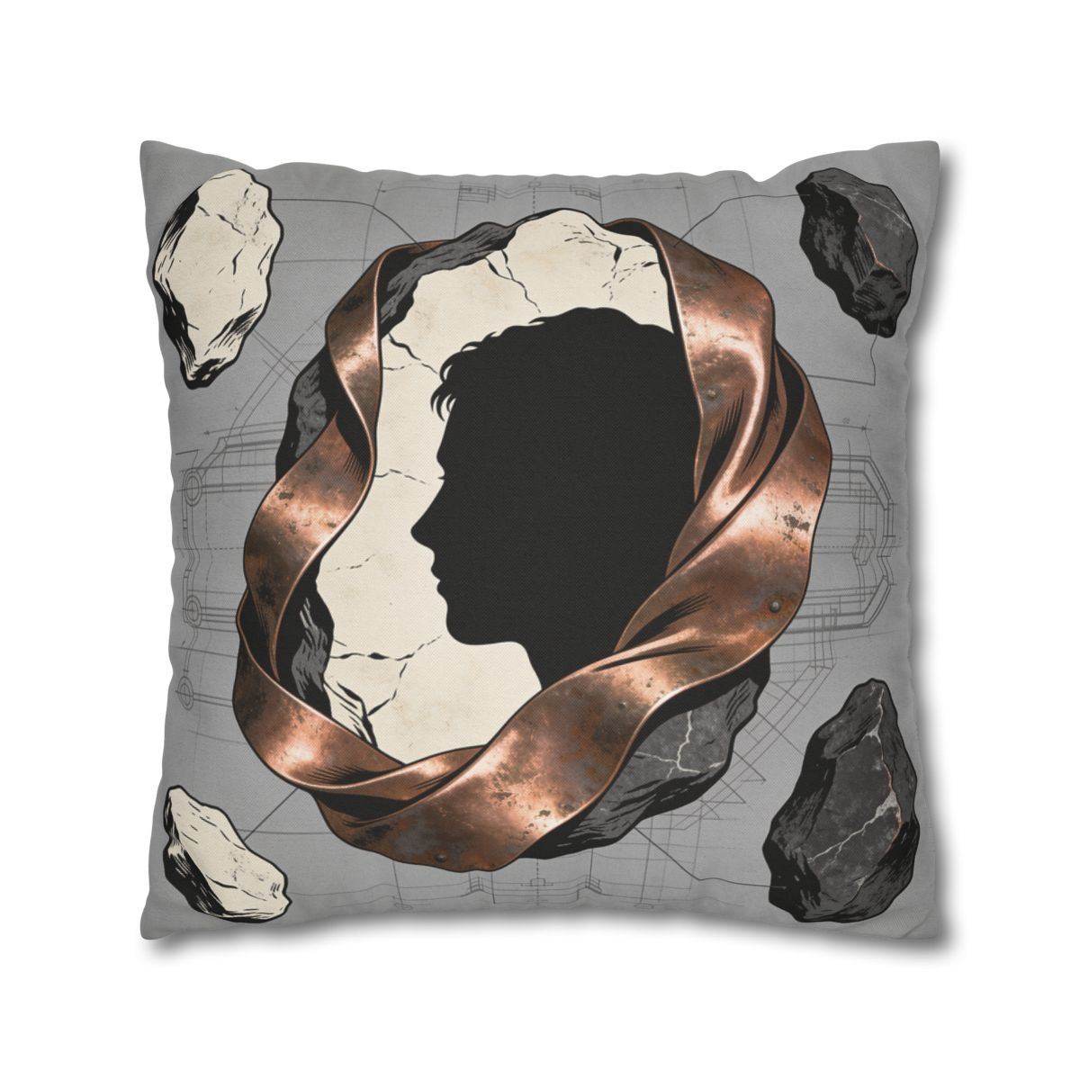HD Copperstone Silhouette Square Polyester Pillow Cover — additional view