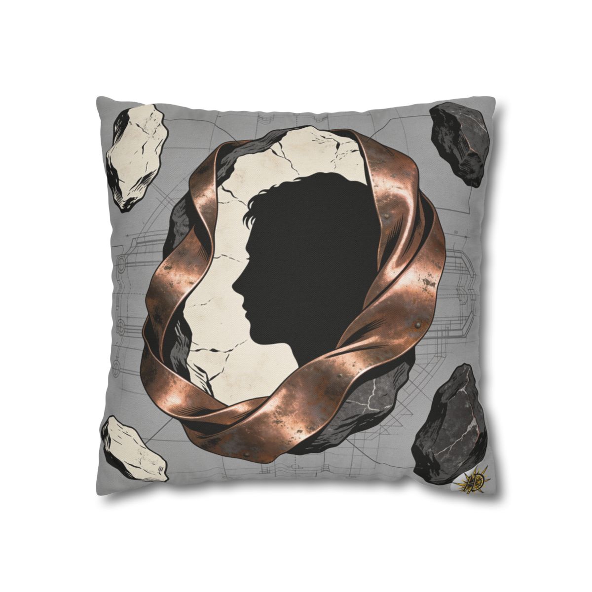 HD Copperstone Silhouette Square Polyester Pillow Cover — additional view