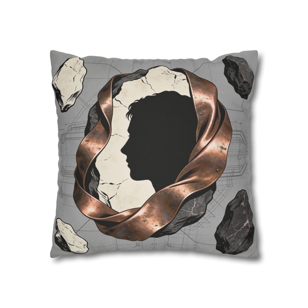 HD Copperstone Silhouette Square Polyester Pillow Cover — additional view