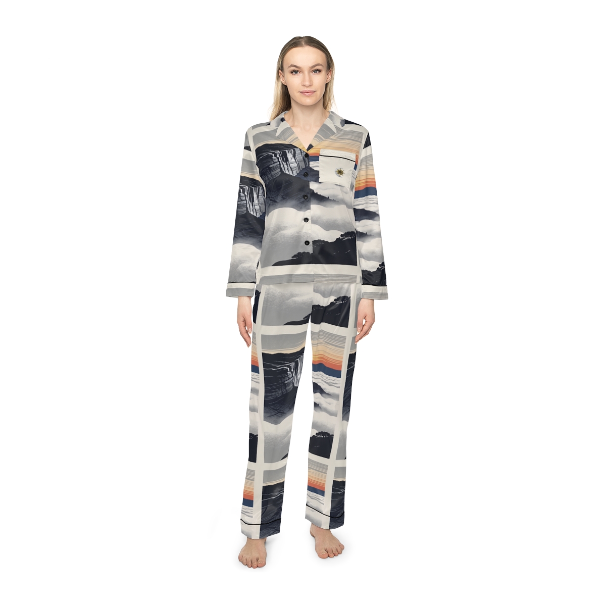 HD Cloudsea Cliffs Women’s Satin Pajama Set — additional view