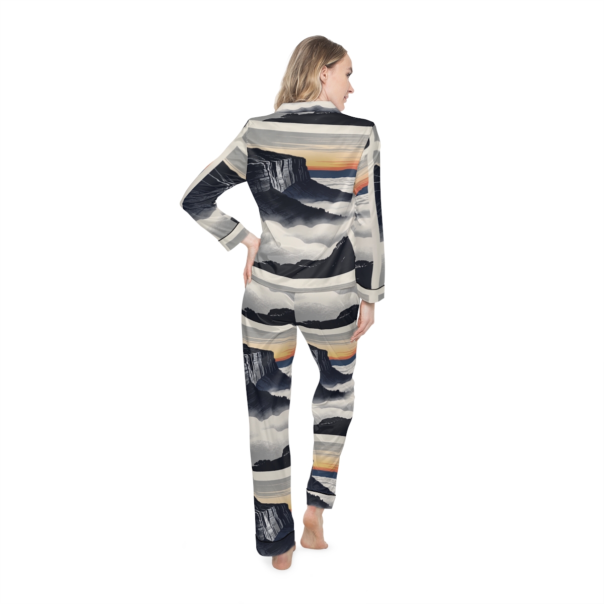HD Cloudsea Cliffs Women’s Satin Pajama Set — additional view
