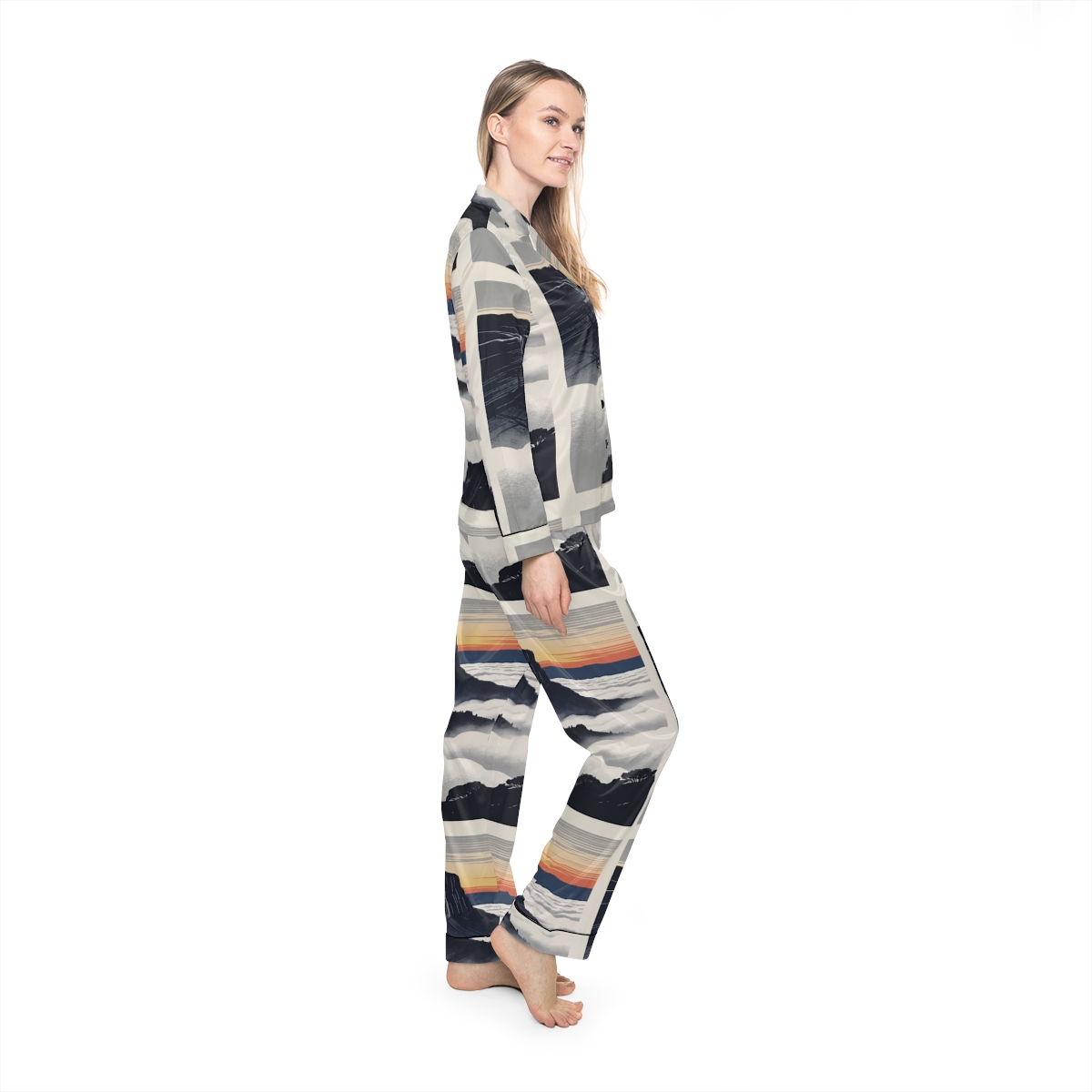 HD Cloudsea Cliffs Women’s Satin Pajama Set — additional view