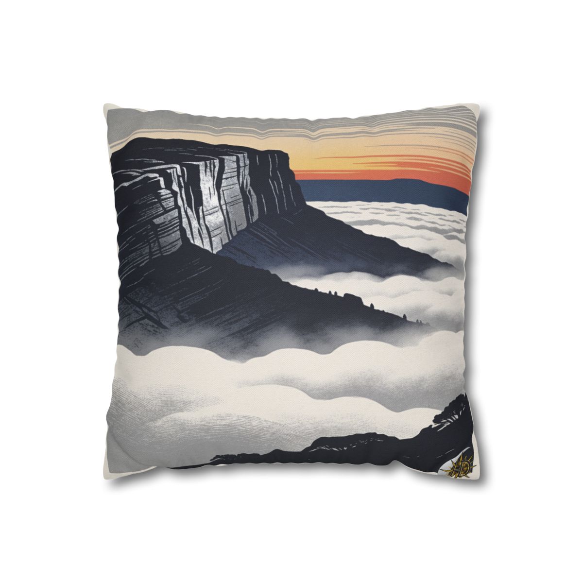 HD Cloudsea Cliffs Square Polyester Pillow Cover