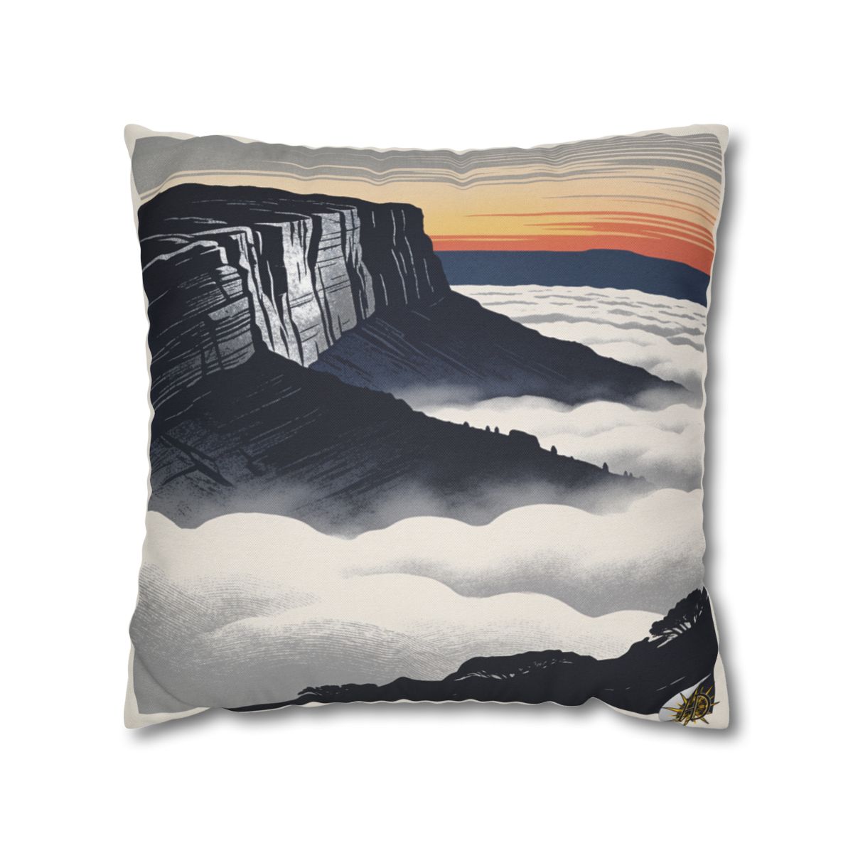 HD Cloudsea Cliffs Square Polyester Pillow Cover — additional view