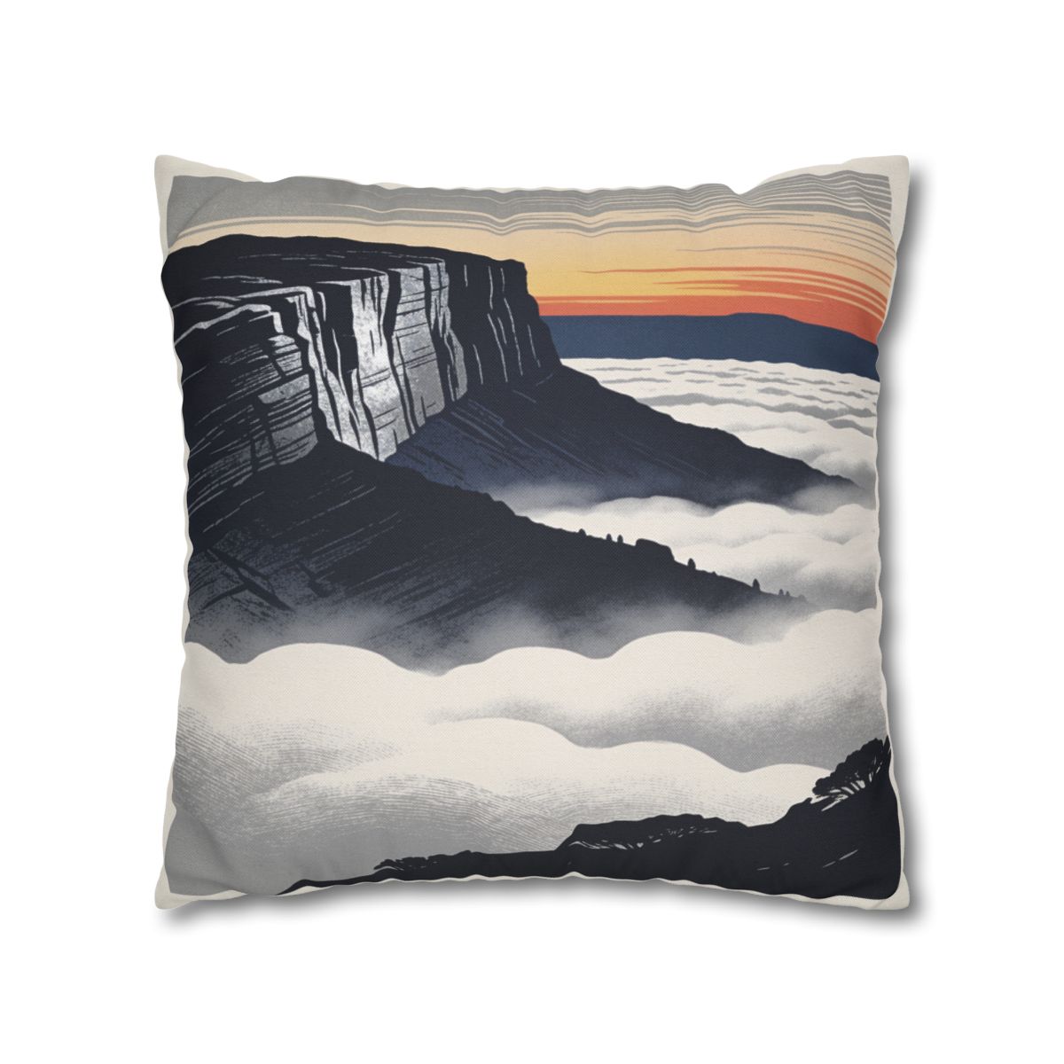 HD Cloudsea Cliffs Square Polyester Pillow Cover — additional view
