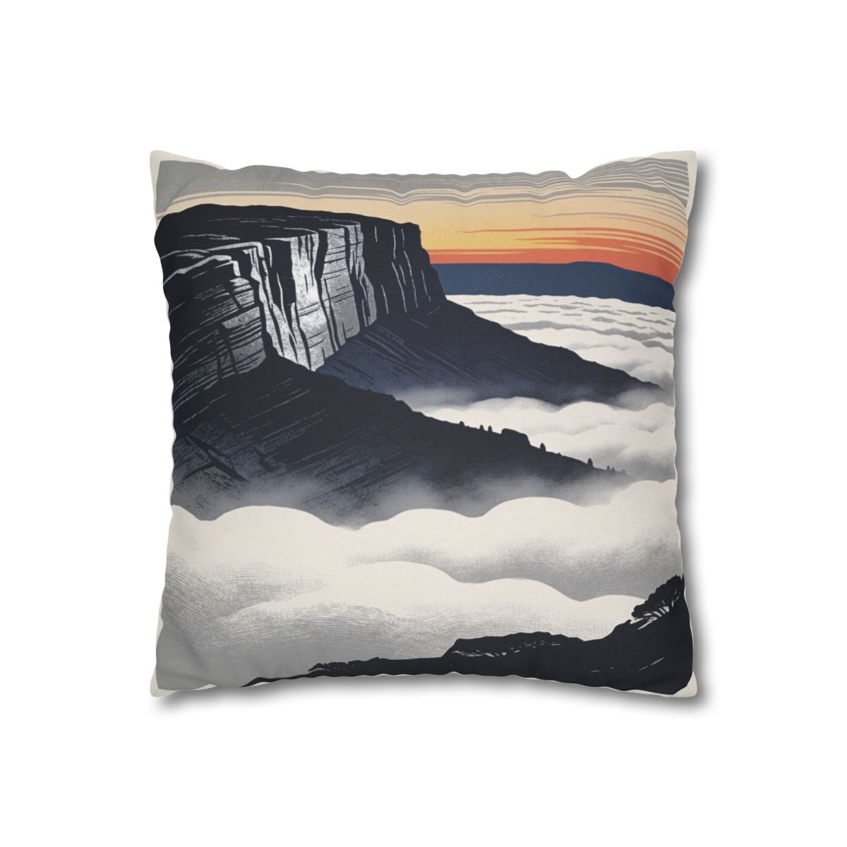 HD Cloudsea Cliffs Square Polyester Pillow Cover — additional view