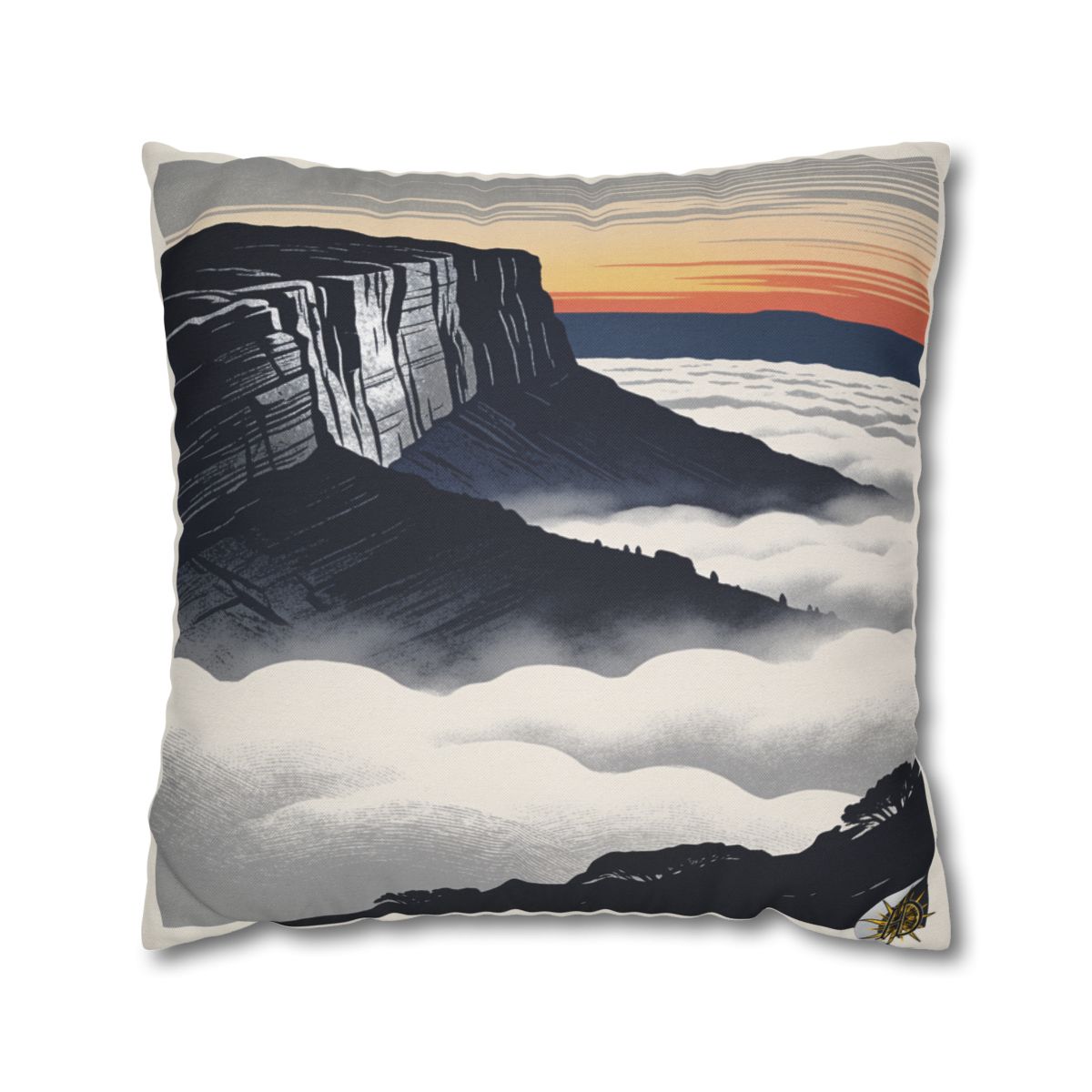 HD Cloudsea Cliffs Square Polyester Pillow Cover — additional view