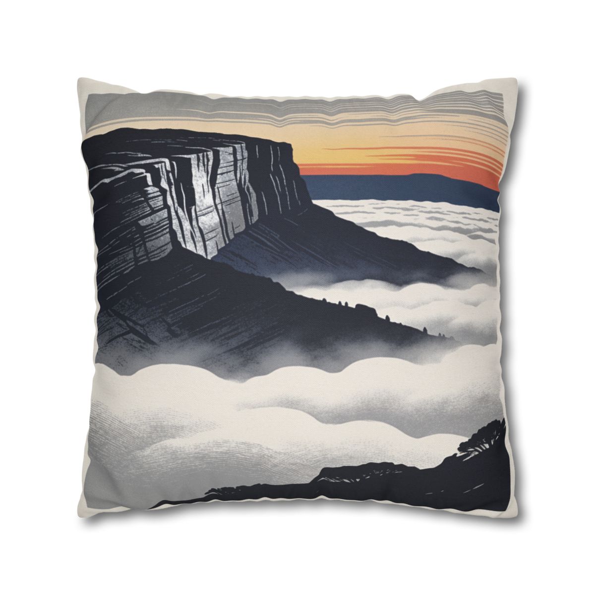HD Cloudsea Cliffs Square Polyester Pillow Cover — additional view