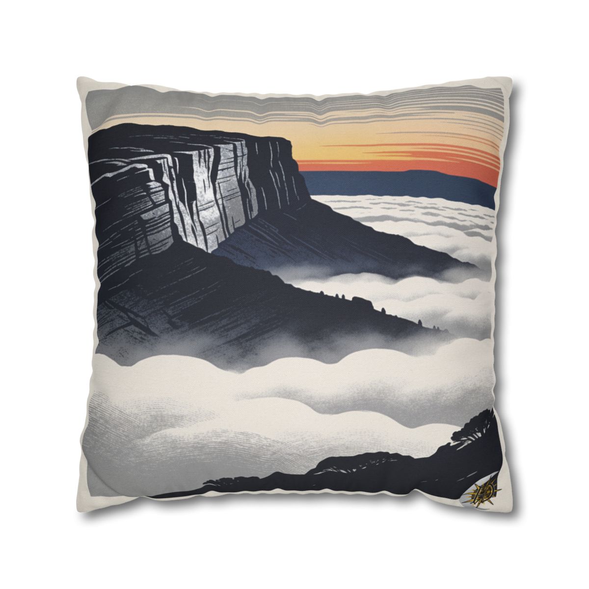 HD Cloudsea Cliffs Square Polyester Pillow Cover — additional view