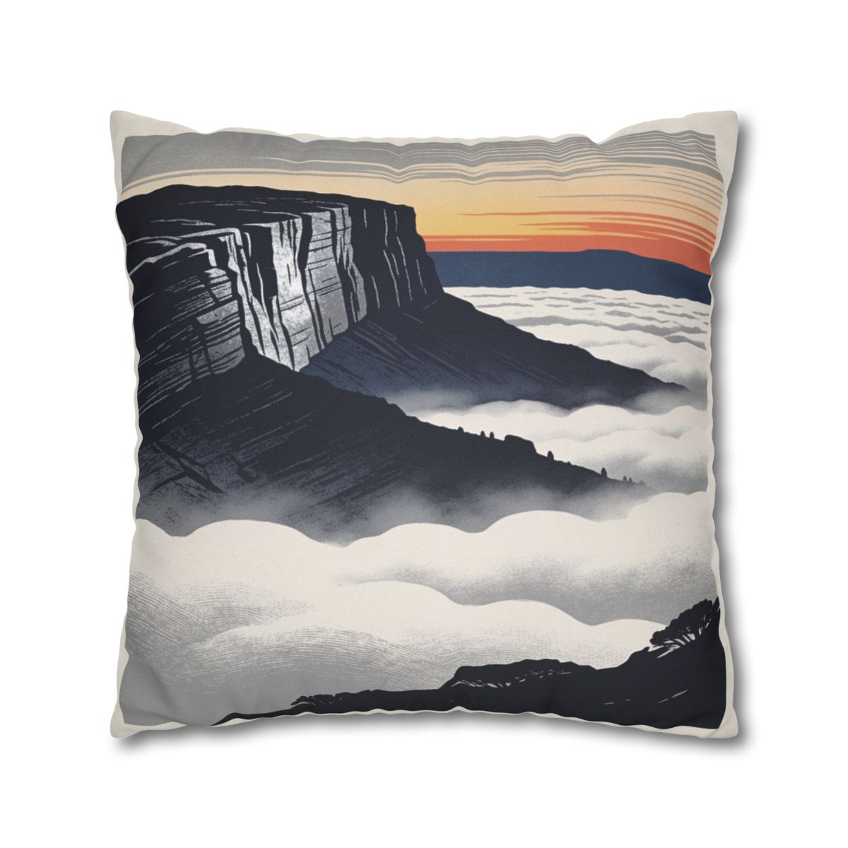 HD Cloudsea Cliffs Square Polyester Pillow Cover — additional view