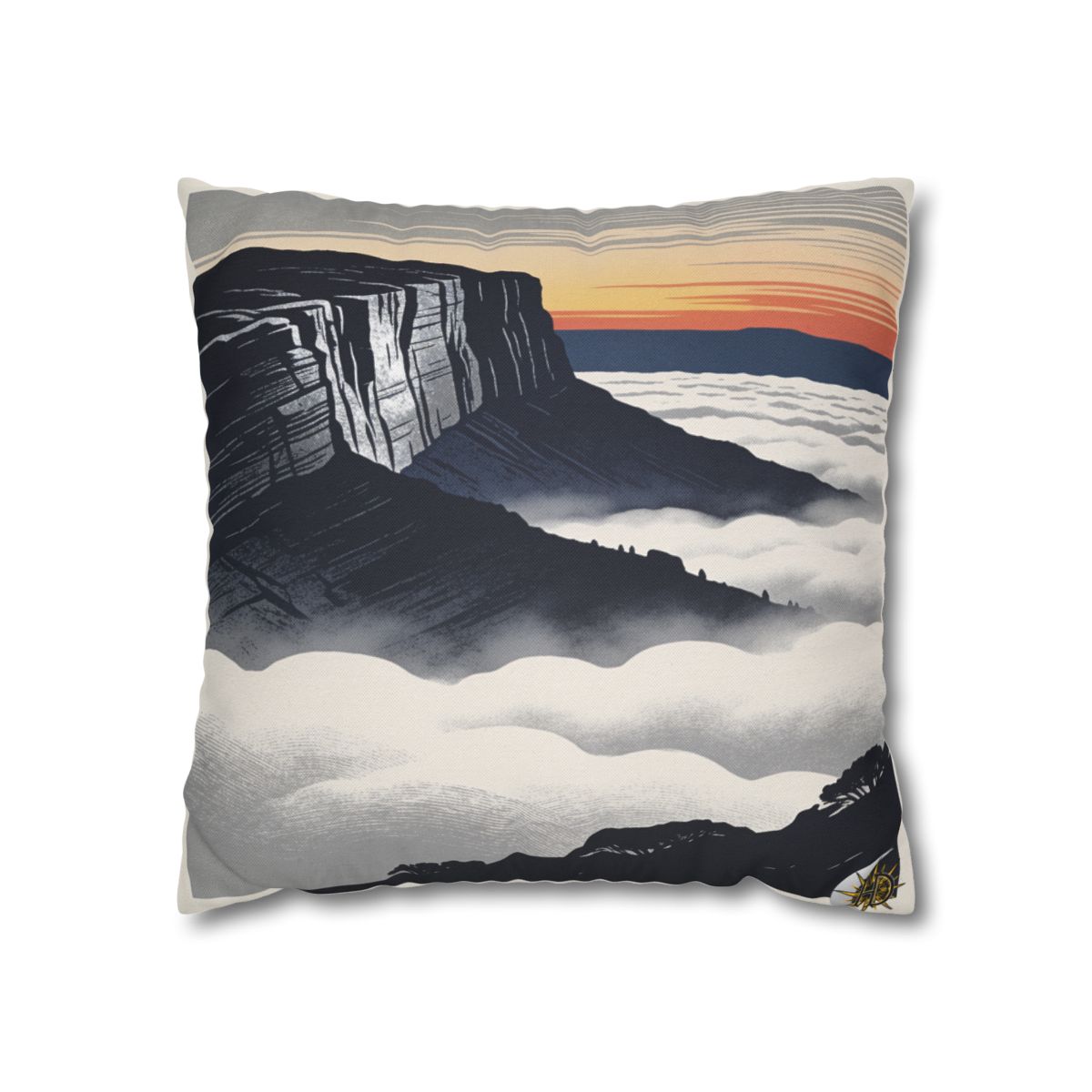 HD Cloudsea Cliffs Square Polyester Pillow Cover — additional view
