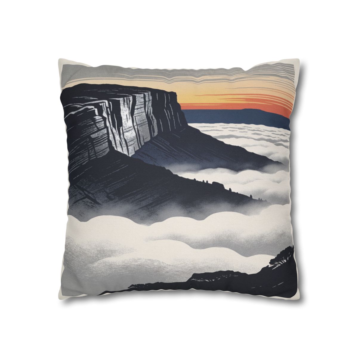 HD Cloudsea Cliffs Square Polyester Pillow Cover — additional view