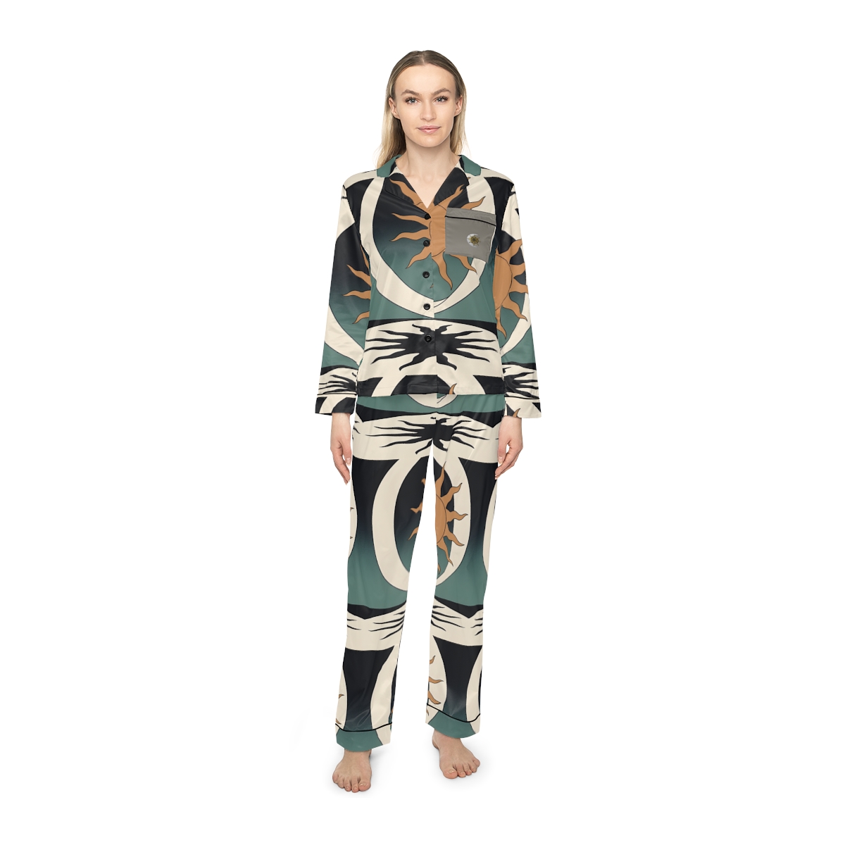 HD Sunshadow Crescent Women’s Satin Pajama Set — additional view