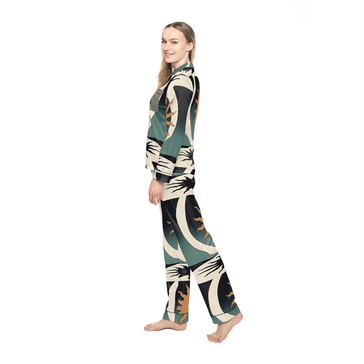 HD Sunshadow Crescent Women’s Satin Pajama Set — additional view