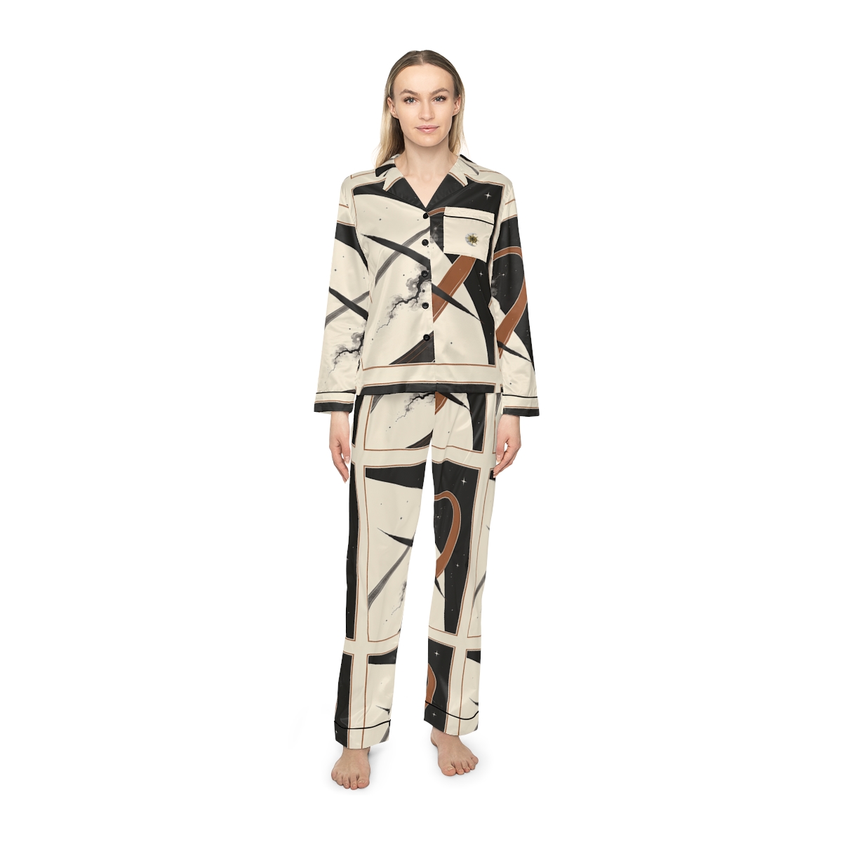 HD Obsidian Orbit Women’s Satin Pajama Set — additional view