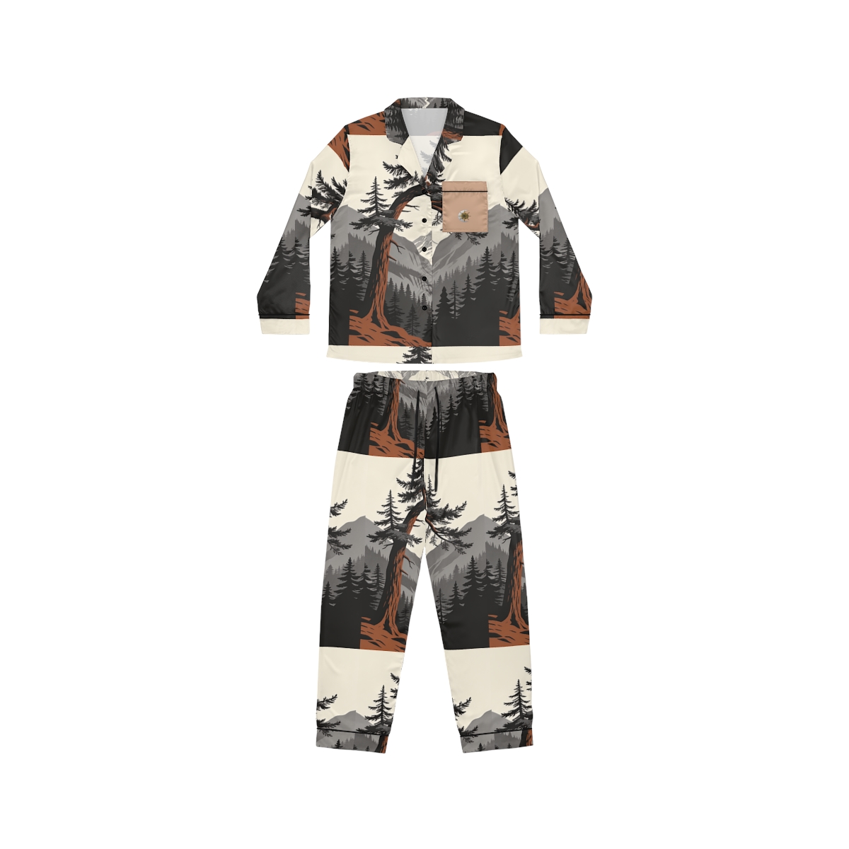 HD Alpine Pine Arch Women’s Satin Pajama Set
