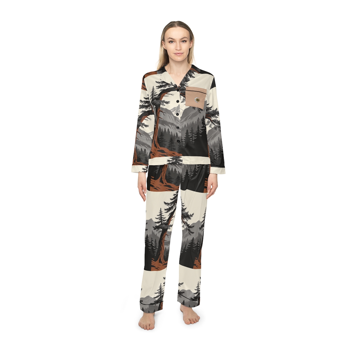 HD Alpine Pine Arch Women’s Satin Pajama Set — additional view