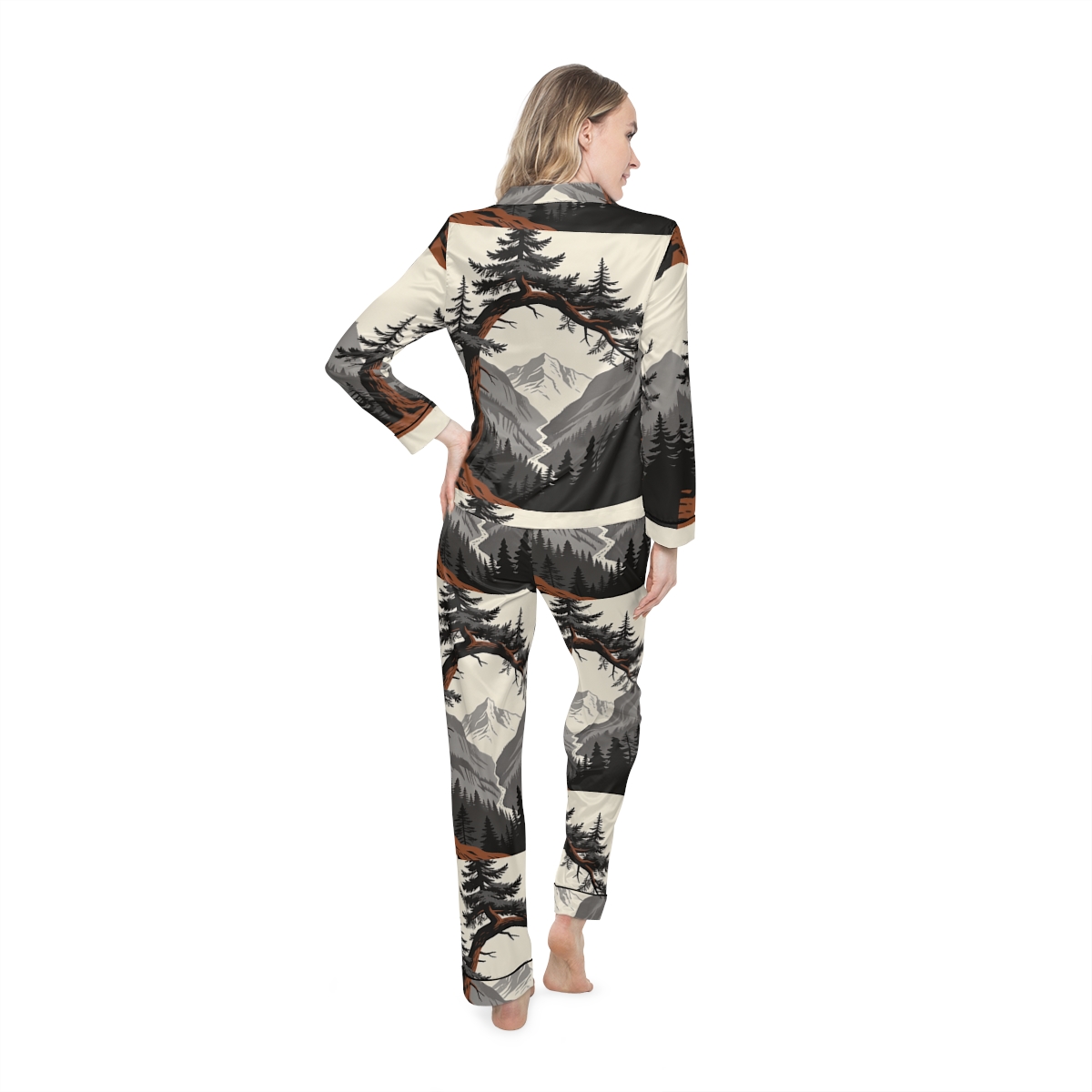 HD Alpine Pine Arch Women’s Satin Pajama Set — additional view