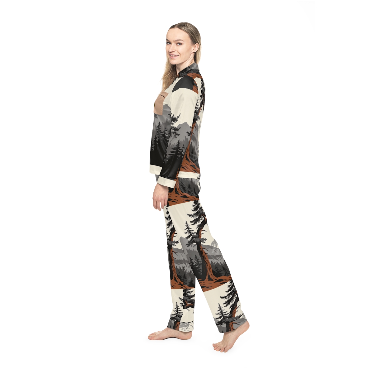 HD Alpine Pine Arch Women’s Satin Pajama Set — additional view