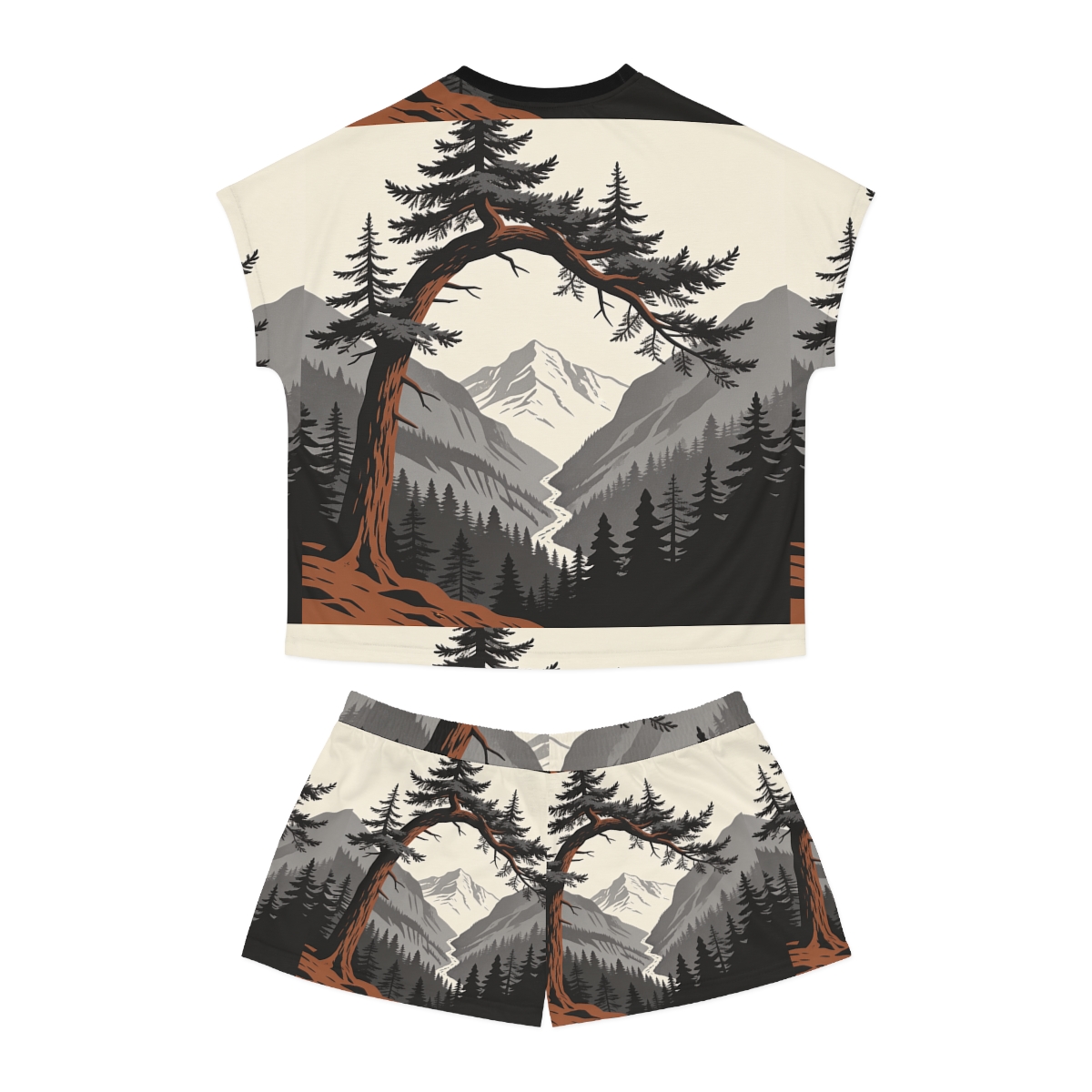 HD Alpine Pine Arch Women’s Short Pajama Set — additional view