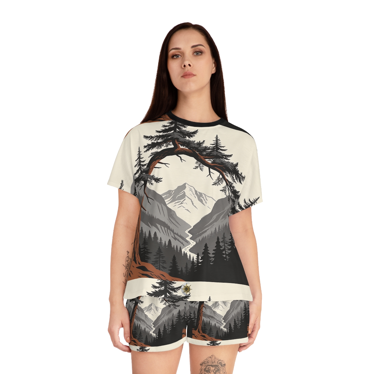 HD Alpine Pine Arch Women’s Short Pajama Set — additional view