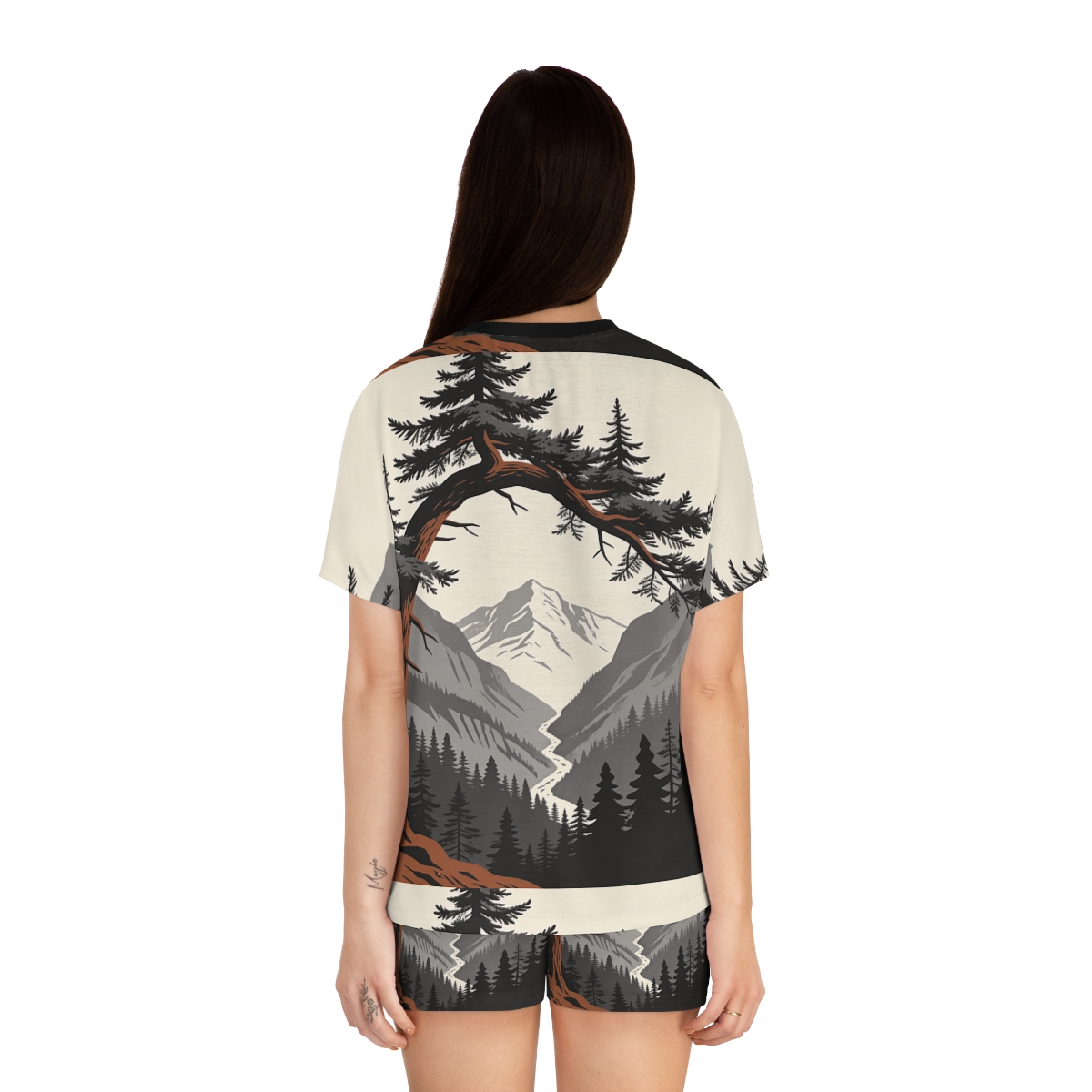 HD Alpine Pine Arch Women’s Short Pajama Set — additional view
