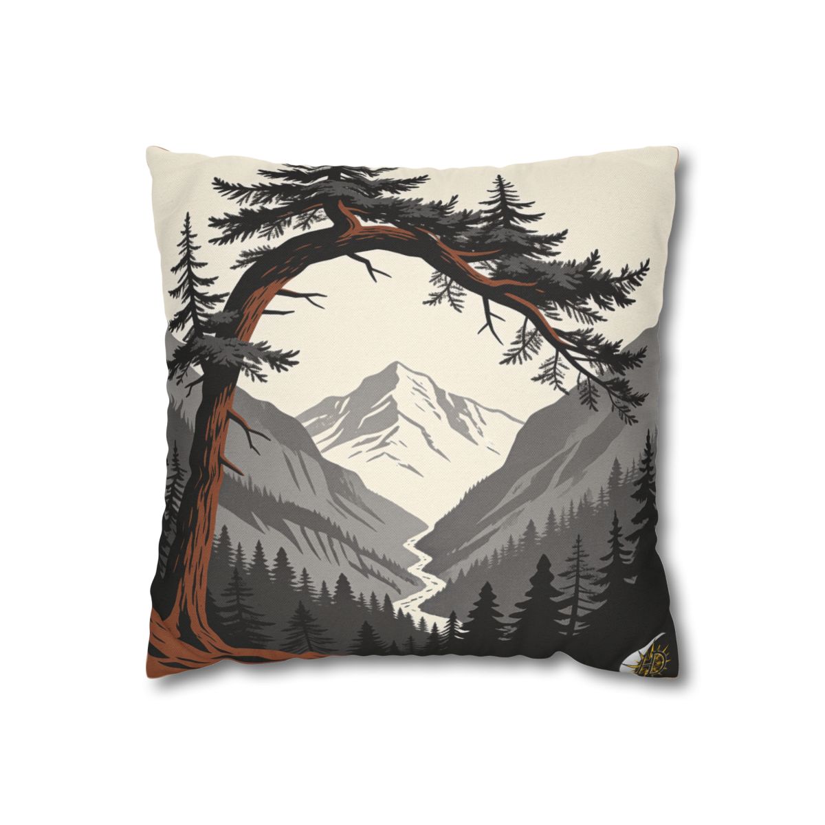 HD Alpine Pine Arch Square Polyester Pillow Cover