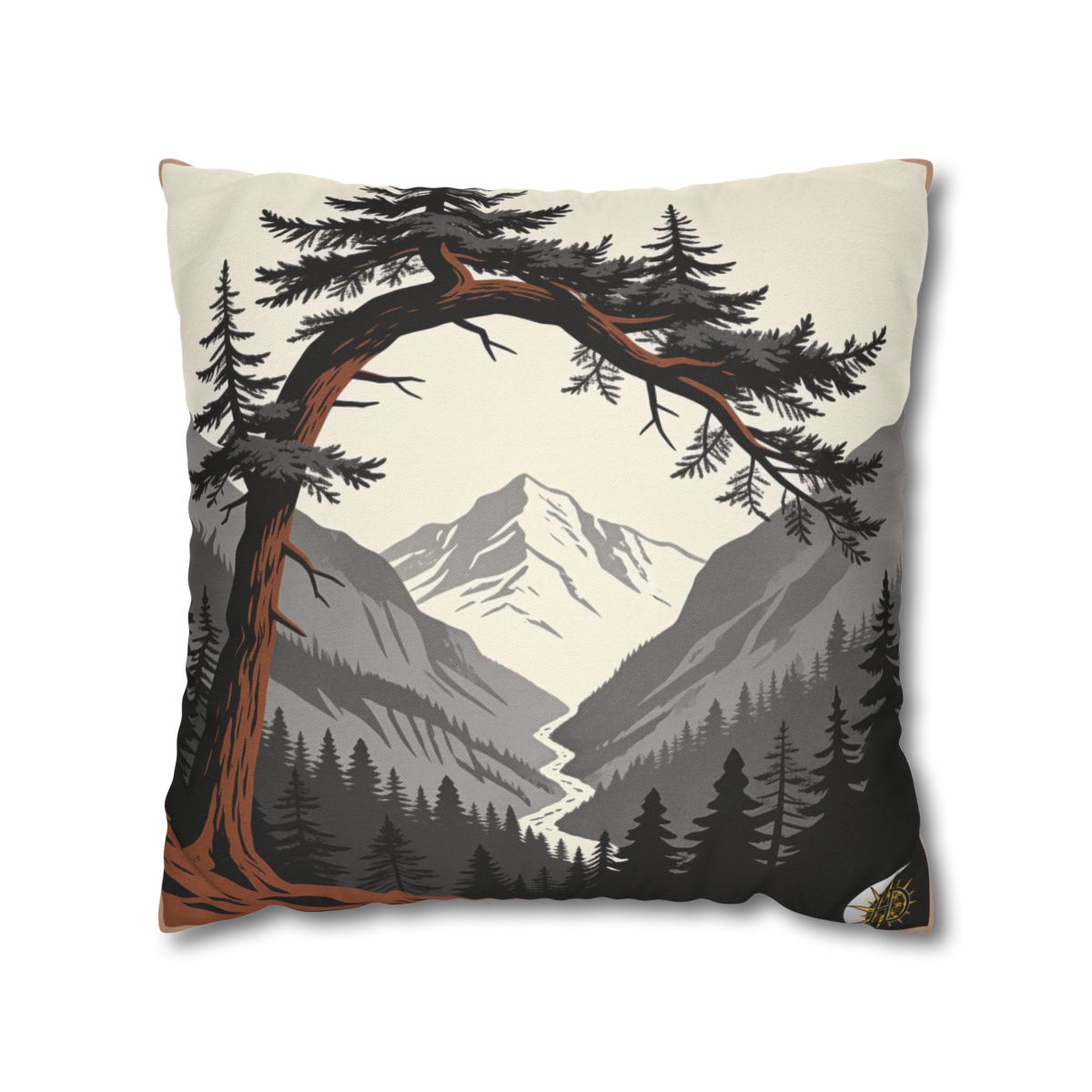 HD Alpine Pine Arch Square Polyester Pillow Cover — additional view