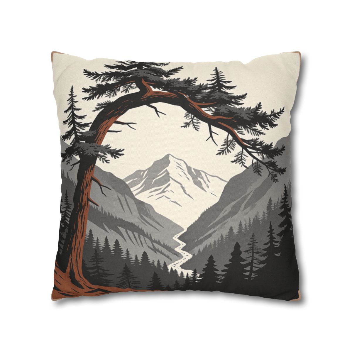 HD Alpine Pine Arch Square Polyester Pillow Cover — additional view