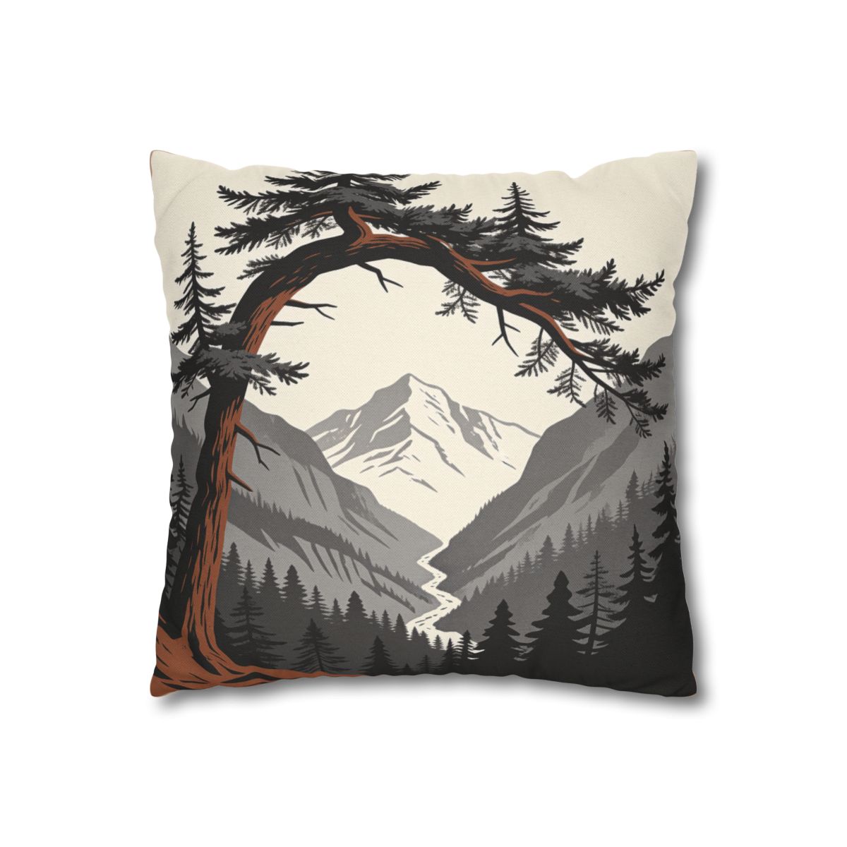 HD Alpine Pine Arch Square Polyester Pillow Cover — additional view