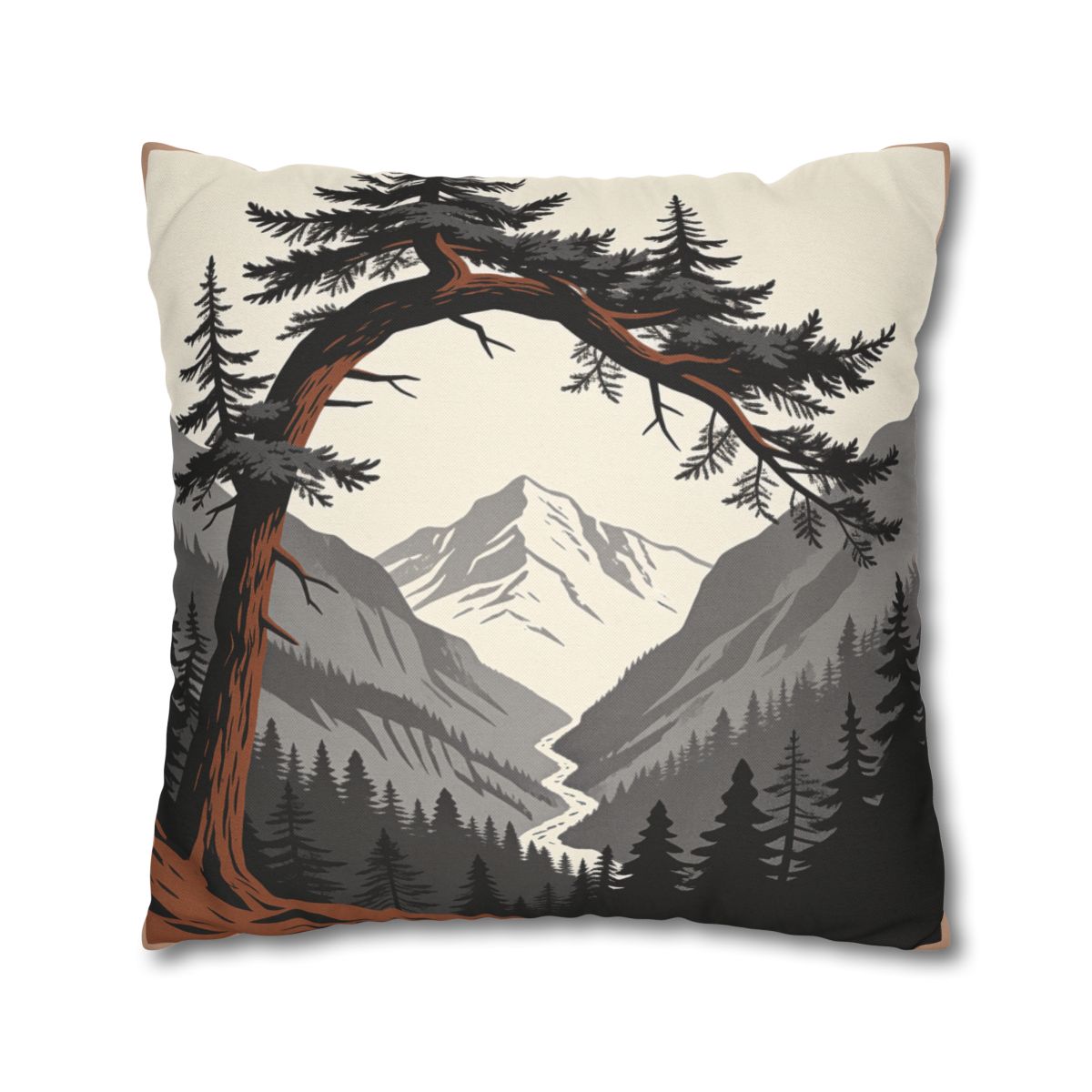 HD Alpine Pine Arch Square Polyester Pillow Cover — additional view