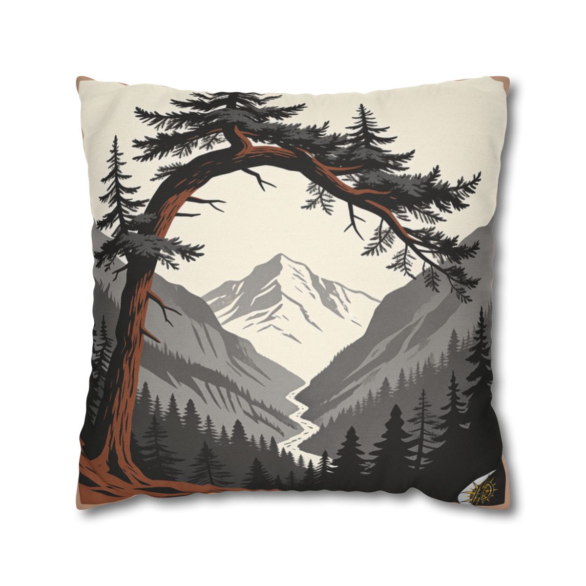 HD Alpine Pine Arch Square Polyester Pillow Cover — additional view