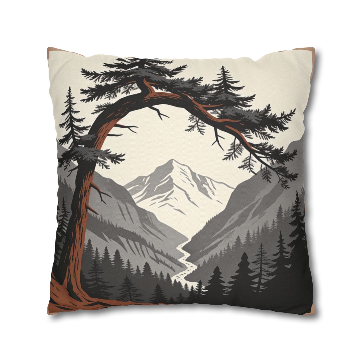 HD Alpine Pine Arch Square Polyester Pillow Cover — additional view