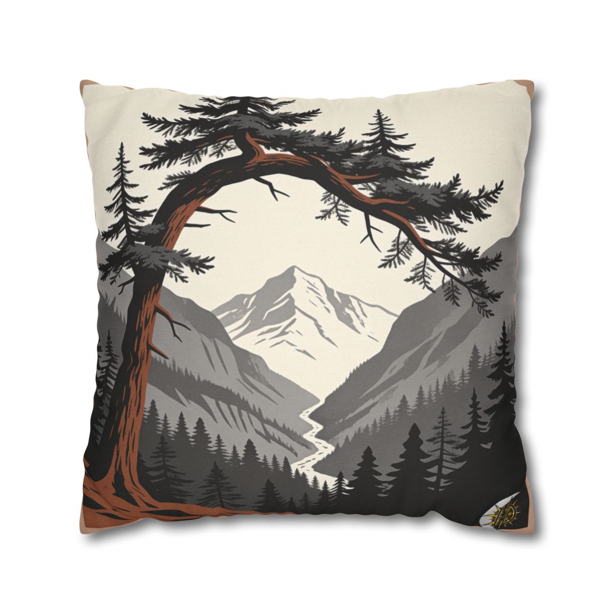 HD Alpine Pine Arch Square Polyester Pillow Cover — additional view