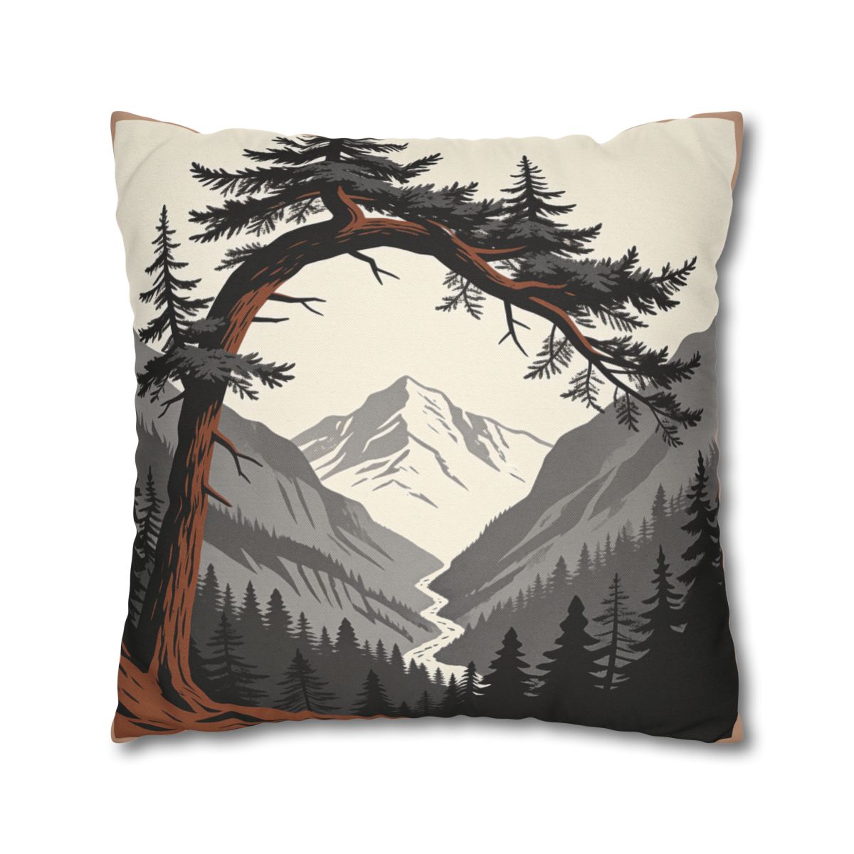 HD Alpine Pine Arch Square Polyester Pillow Cover — additional view