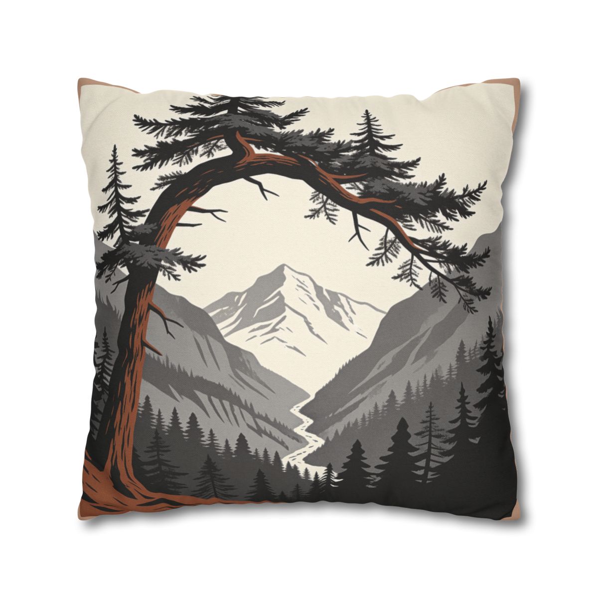 HD Alpine Pine Arch Square Polyester Pillow Cover — additional view