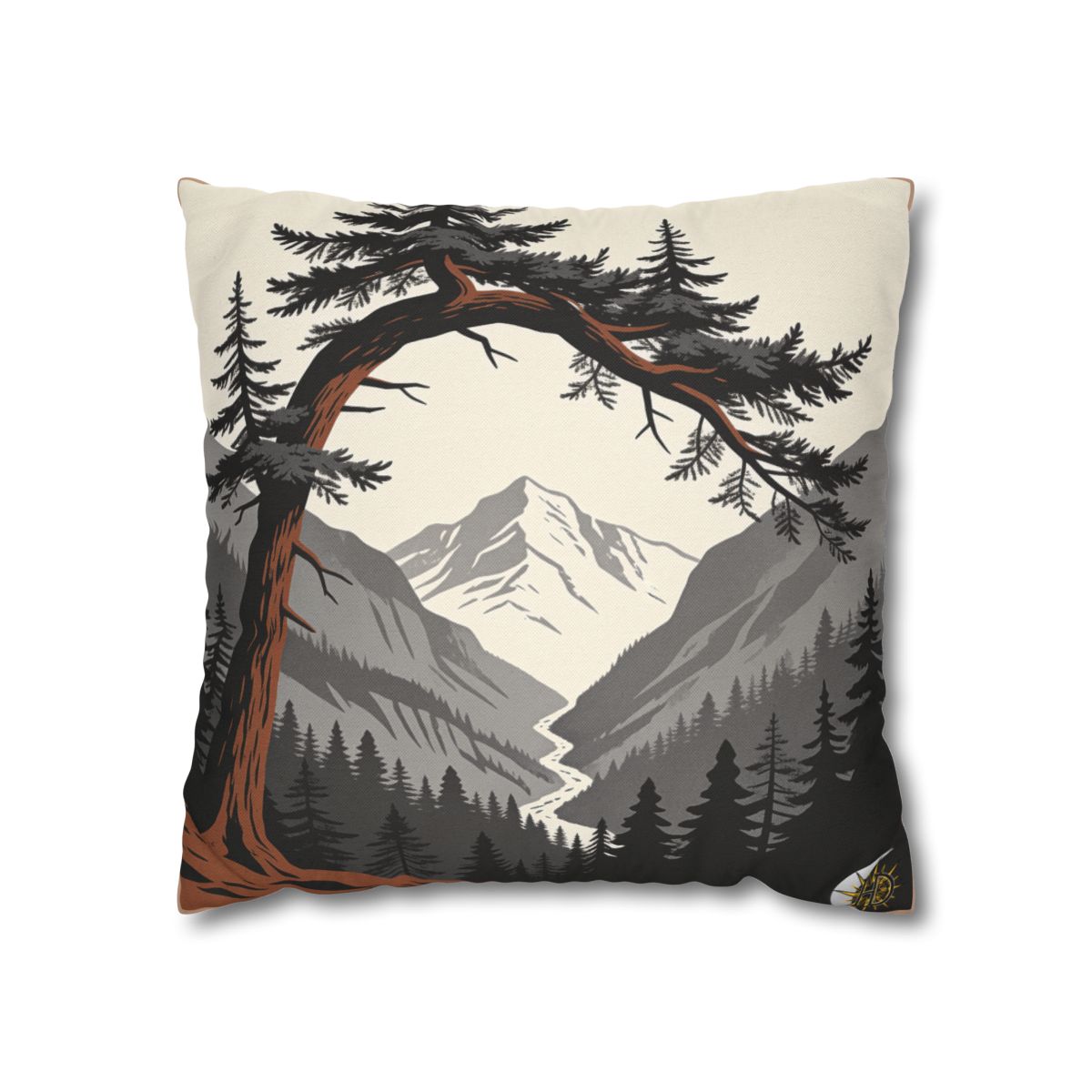 HD Alpine Pine Arch Square Polyester Pillow Cover — additional view