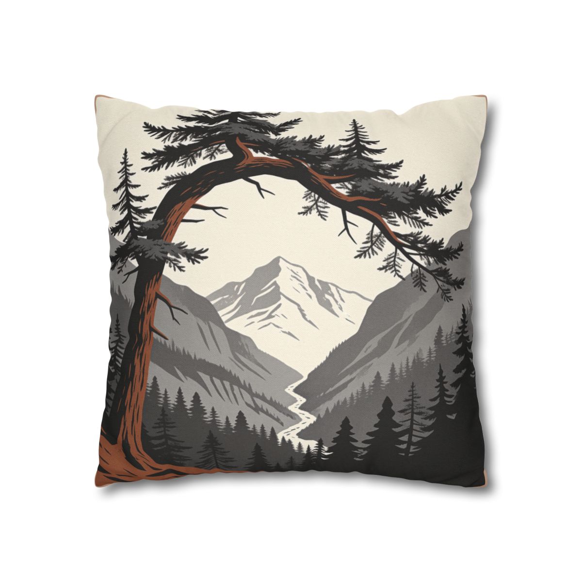 HD Alpine Pine Arch Square Polyester Pillow Cover — additional view