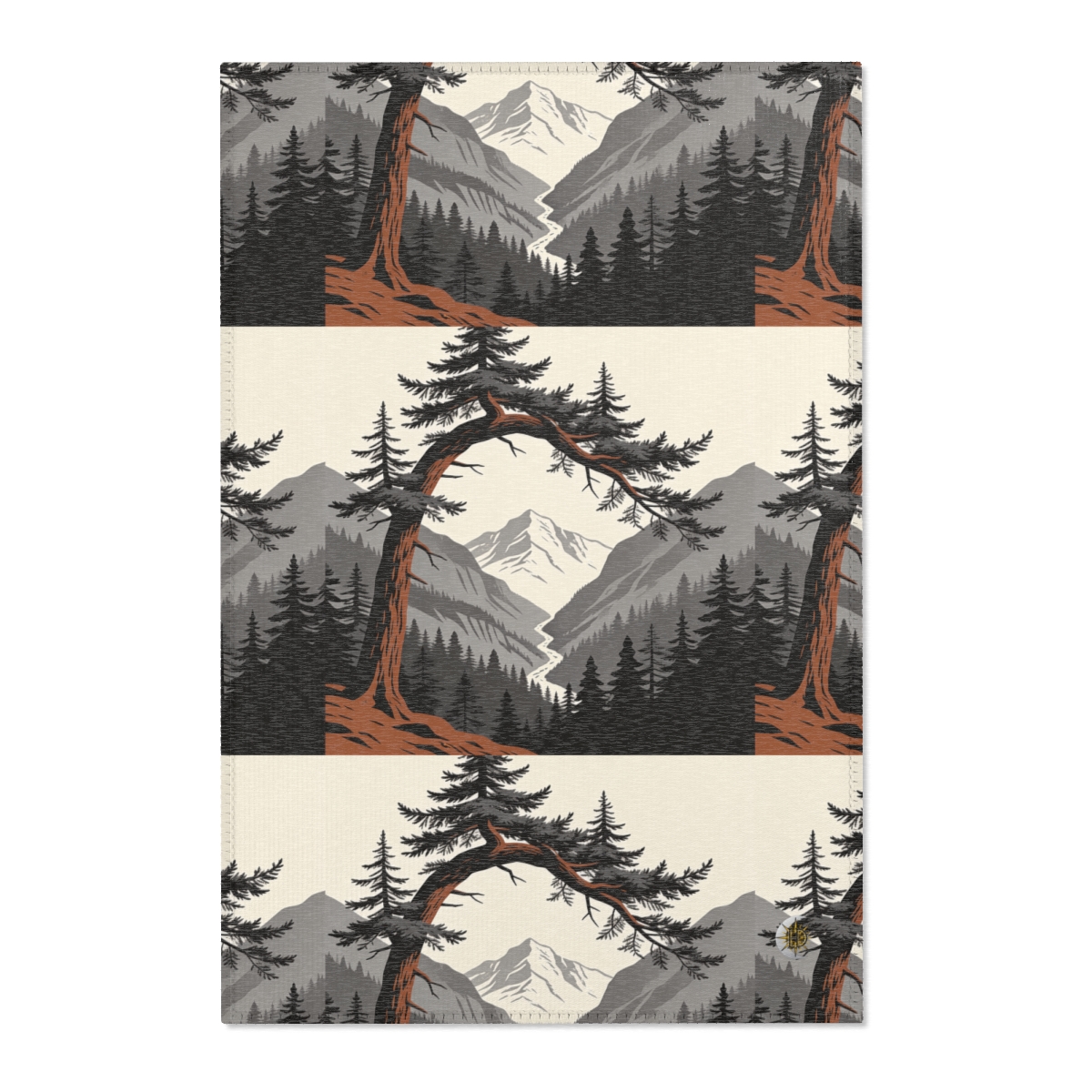 HD Alpine Pine Arch Polyester Chenille Area Rug