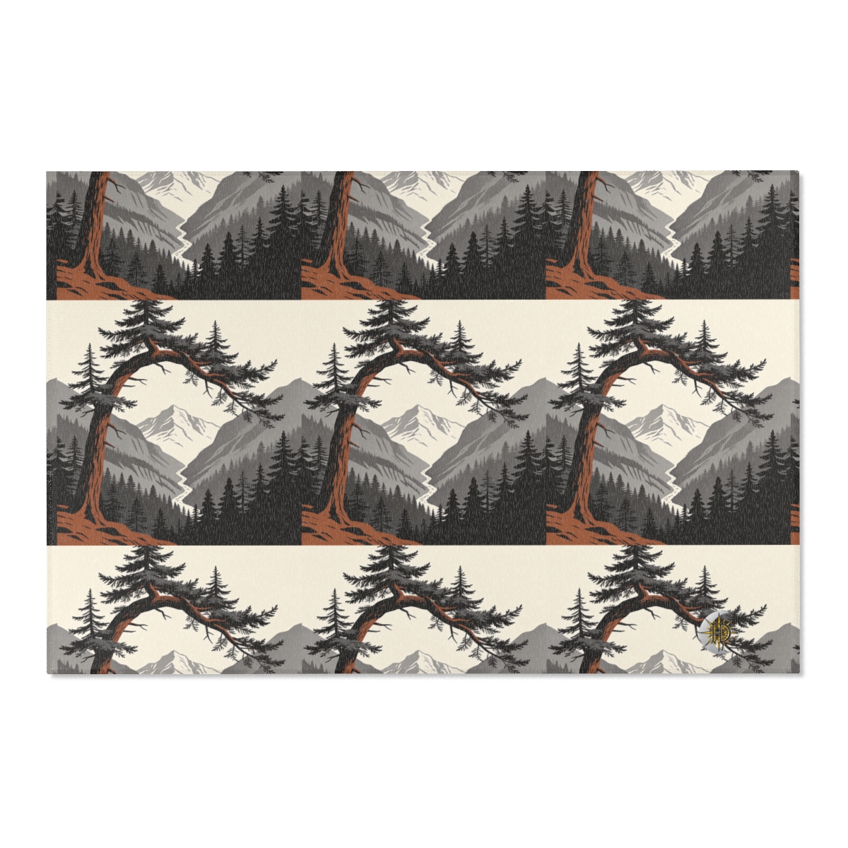 HD Alpine Pine Arch Polyester Chenille Area Rug — additional view