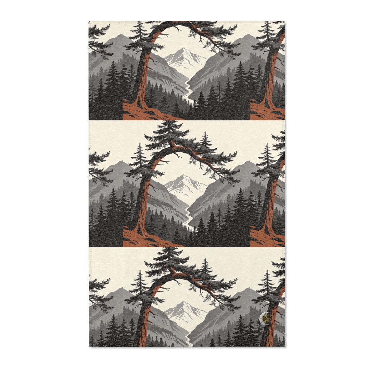 HD Alpine Pine Arch Polyester Chenille Area Rug — additional view