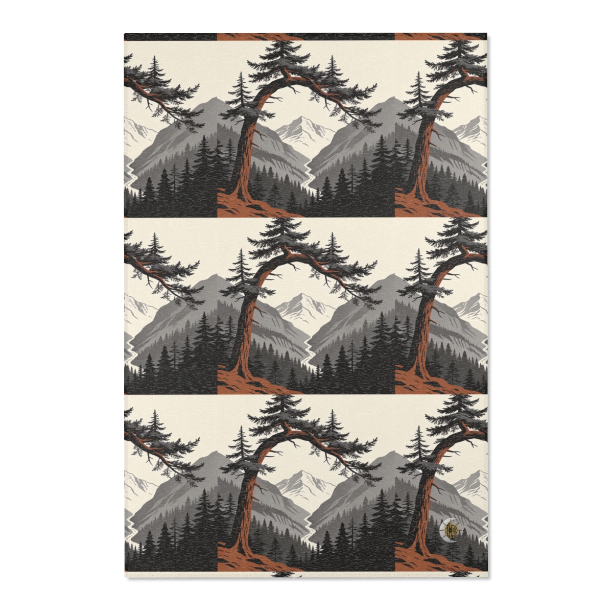 HD Alpine Pine Arch Polyester Chenille Area Rug — additional view